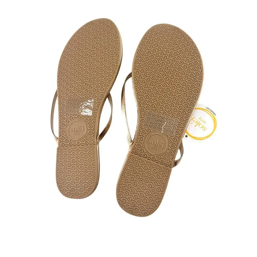 Solei Sea Women's Metallic Gold Copa Flip Flop Sandals Size 9